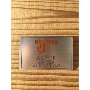 Hooters Girl Worn Gold Uniform Manager Name Tag “Amyee” 3 Available